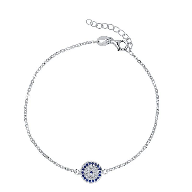 Pulsera Ojo Turco Circonitas Azules en Plata