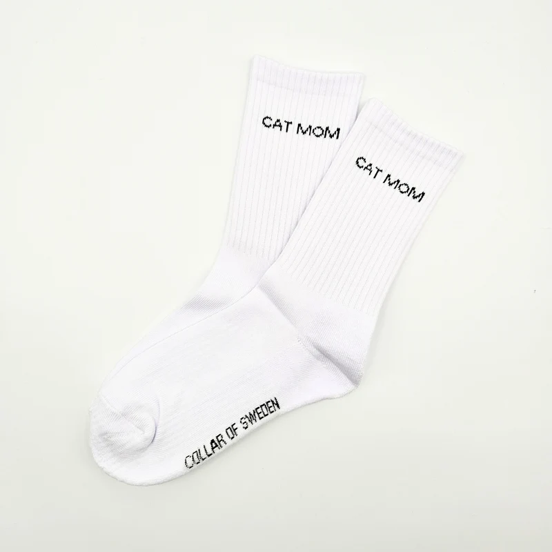 White Tube Socks - Cat Mom