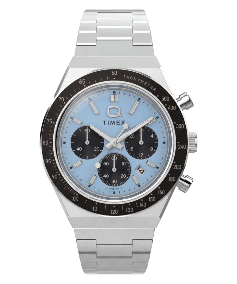 Q Timex Chronograph 40mm Stainless Steel Bracelet Watch