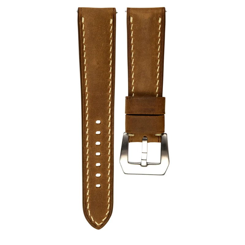 Delugs - Correa de reloj de piel de becerro Crazy Horse - Coñac