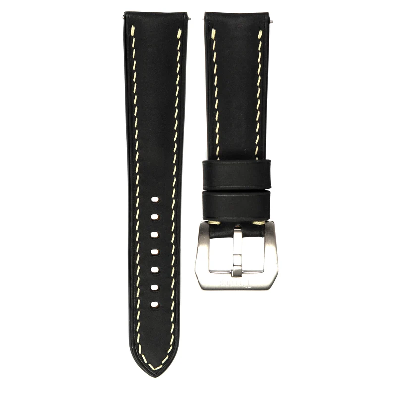 Delugs - Correa de reloj de piel de becerro Crazy Horse - Negra