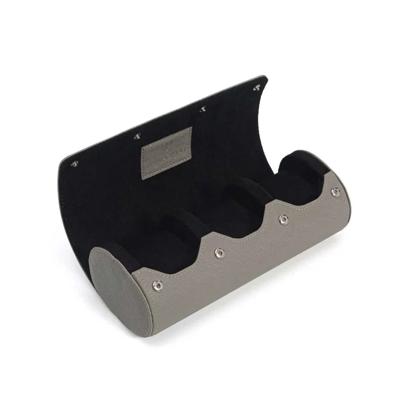 Grey Saffiano Leather Watch Roll