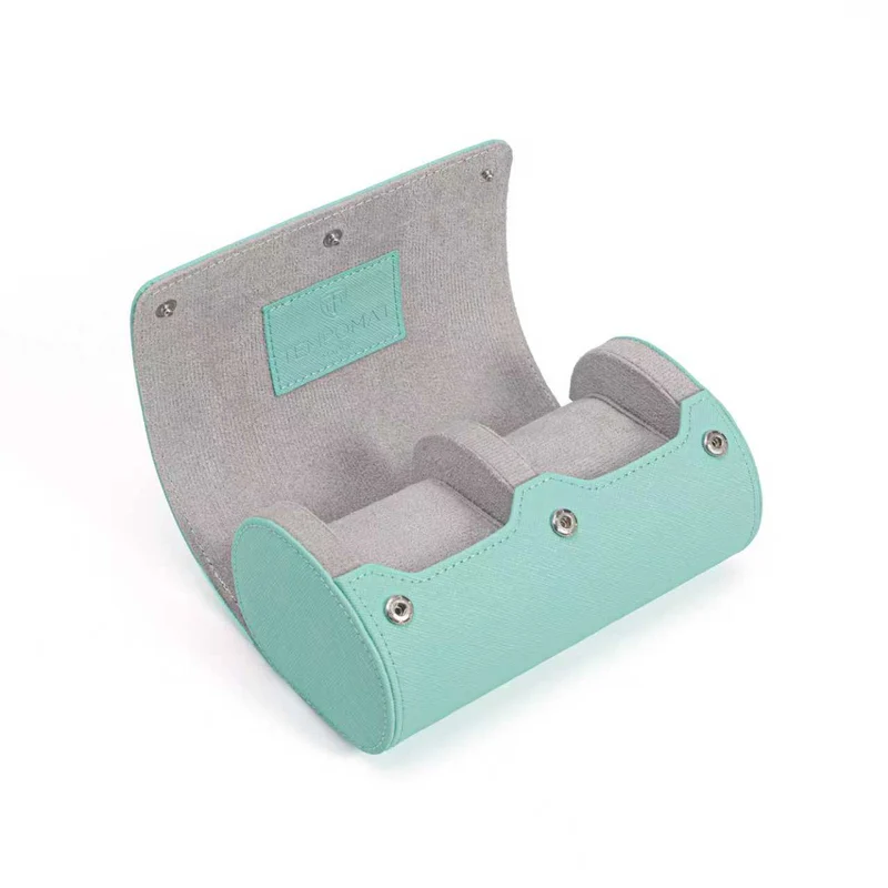 Sky Blue Saffiano Double Leather Watch Roll