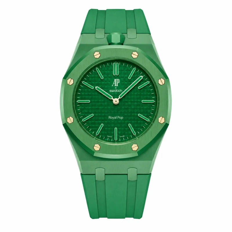 Rubber strap & Case for the Swatch x AP Royal Pop Green Eight