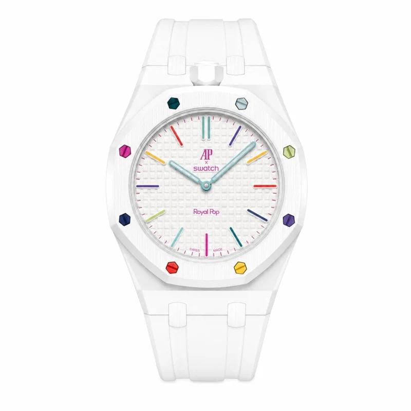 Rubber strap & Case for the Swatch x AP Royal Pop Huit Blanc