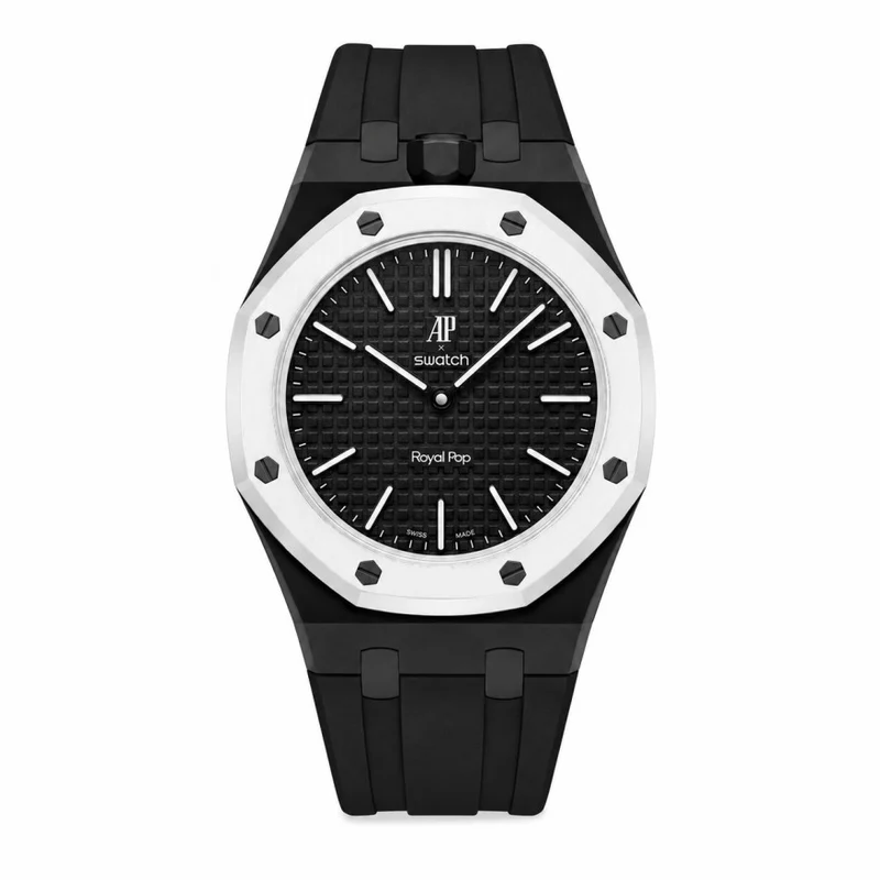 Rubber strap & Case for the Swatch x AP Royal Pop Ocho Negro