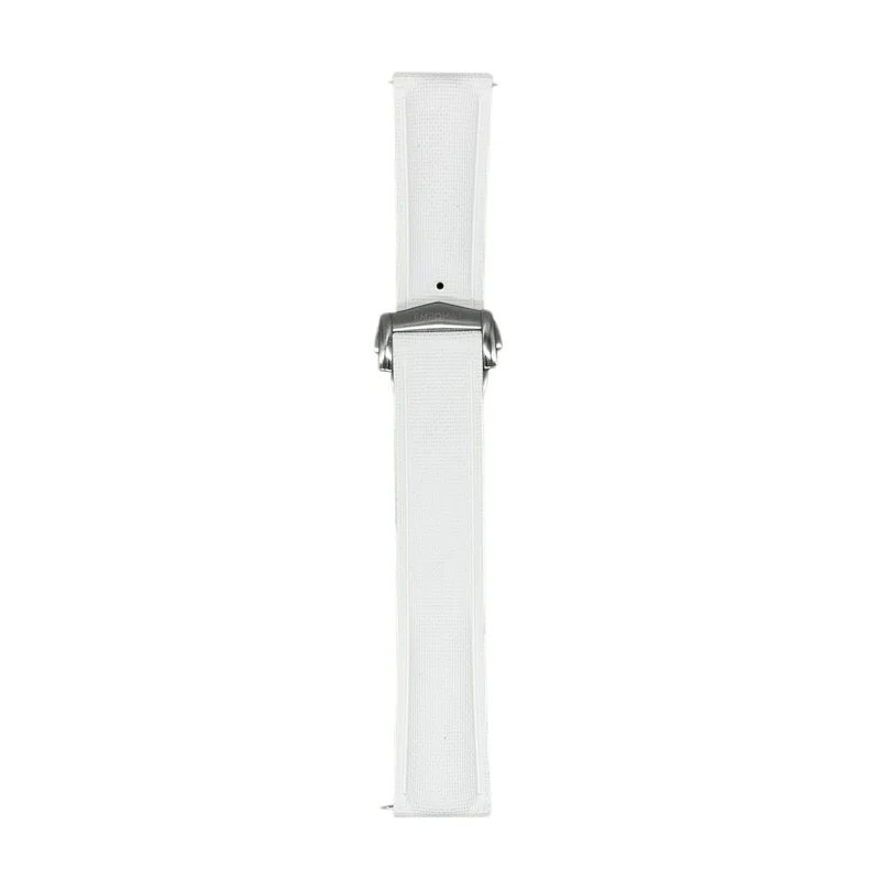 White Sailcloth FKM Rubber Strap With Deployant Clasp