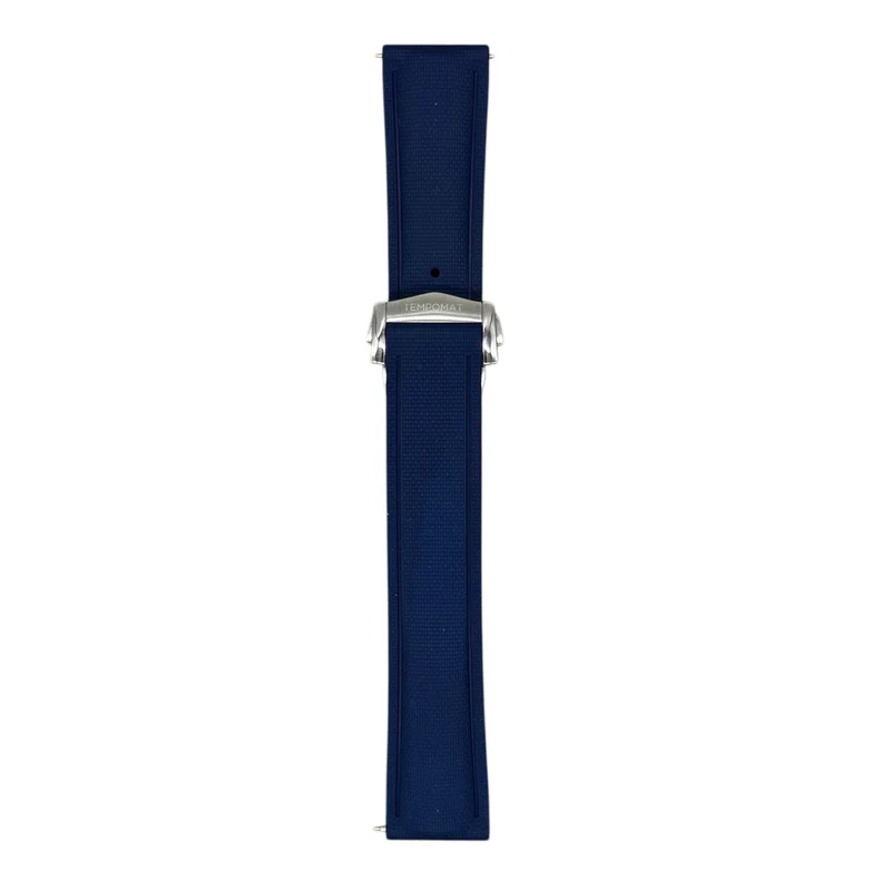 Navy Blue Sailcloth FKM Rubber Strap With Deployant Clasp