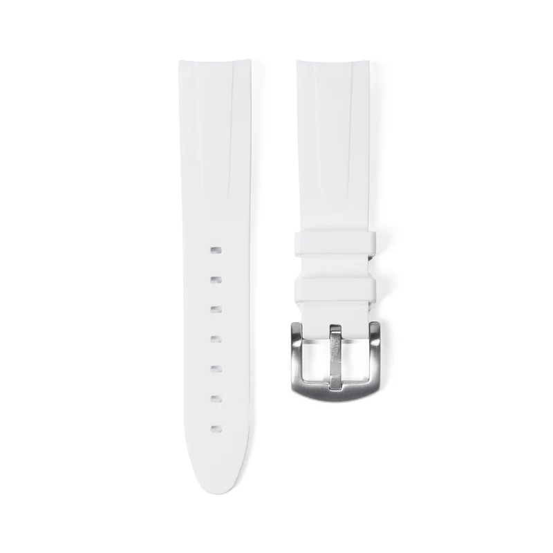 20mm Curved Ended White FKM Rubber Strap