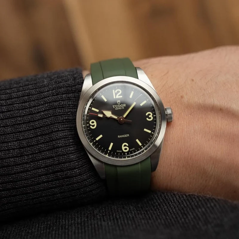 Green FKM Rubber strap for Tudor Black Bay 58