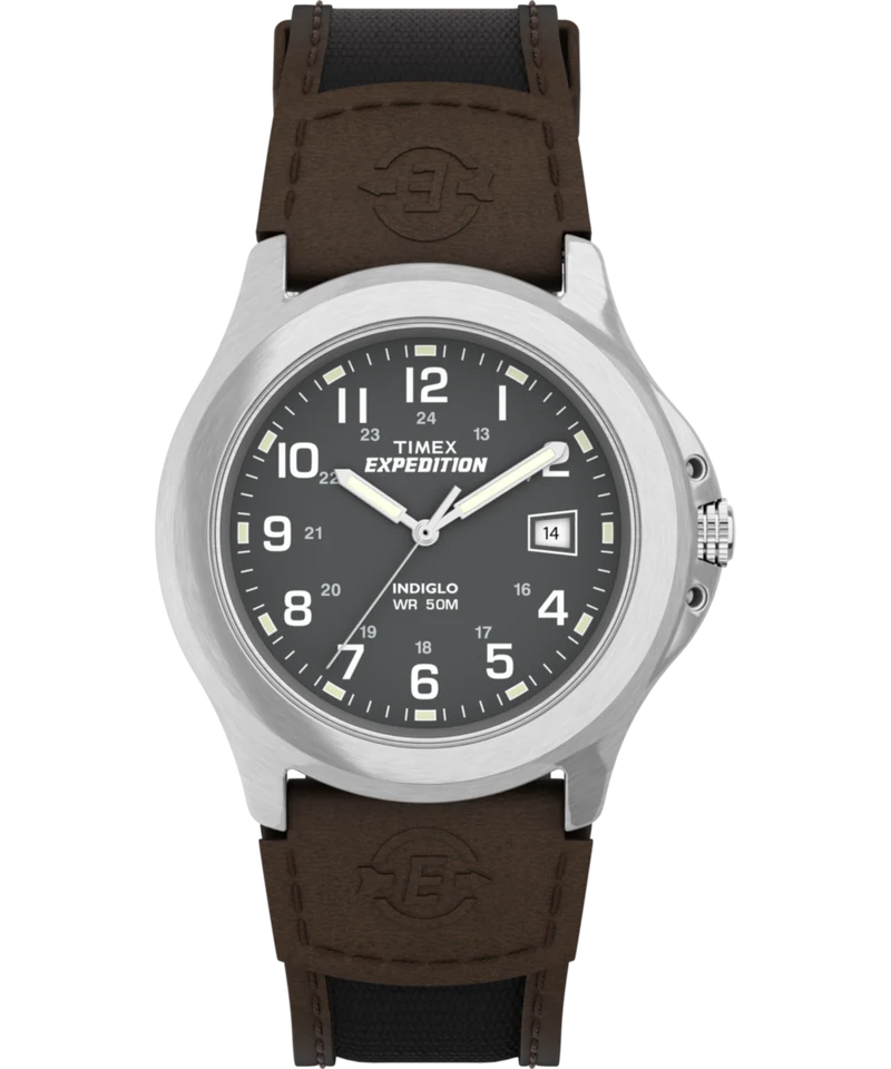 Expedition Metal Field 40mm Leather Strap Watch