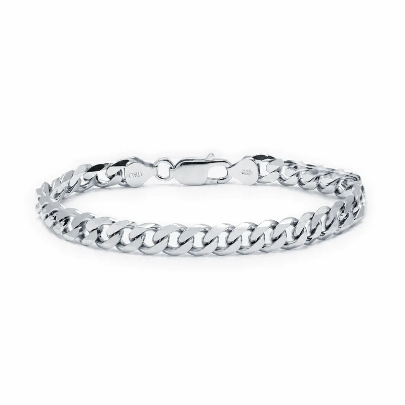 Pulsera Barbada Plana de Plata de Ley 925
