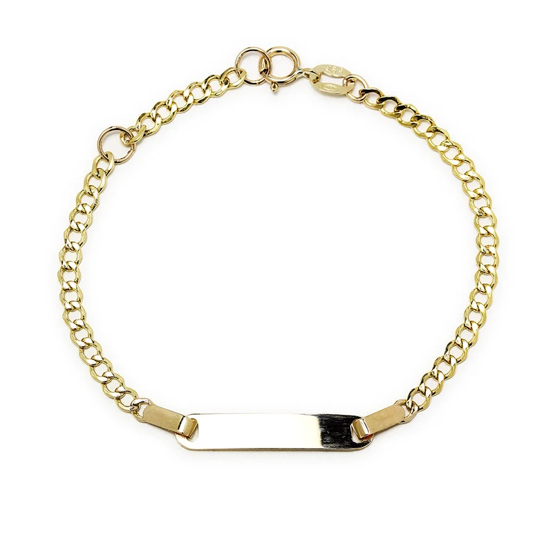 Pulsera Nomeolvides Barbada de Oro de 9 Quilates con Placa para Bebé