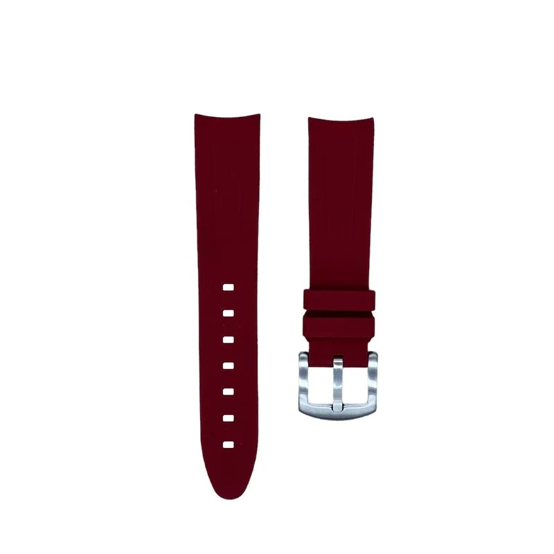 20mm Curved Ended Bordeaux Rubber Strap