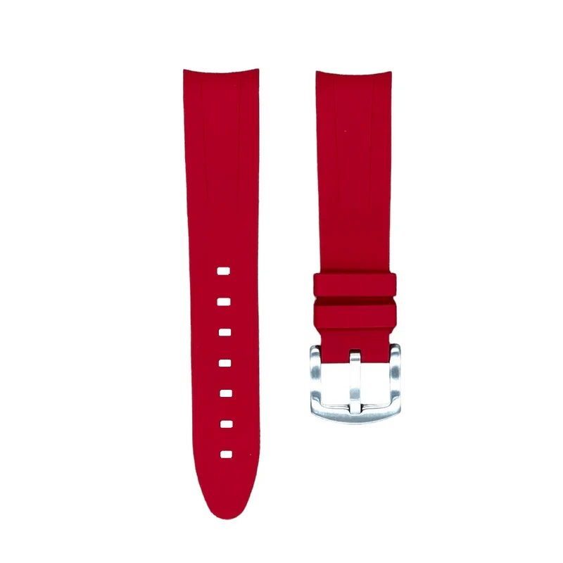 20mm Curved Ended Red Wine Rubber Strap