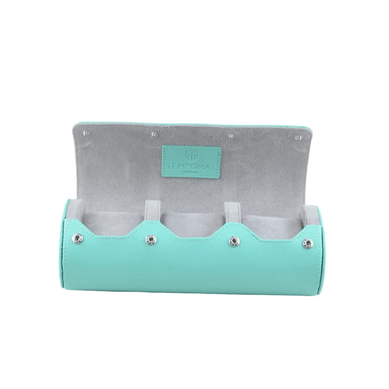 Sky Blue Saffiano Leather Watch Roll