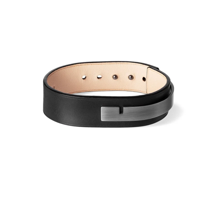 Pulsera negra ancha cierre color gris | U'TURN.18