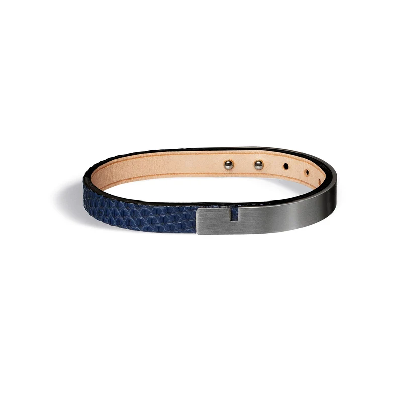 Pulsera de cuero de iguana azul para hombre | U-TURN.9