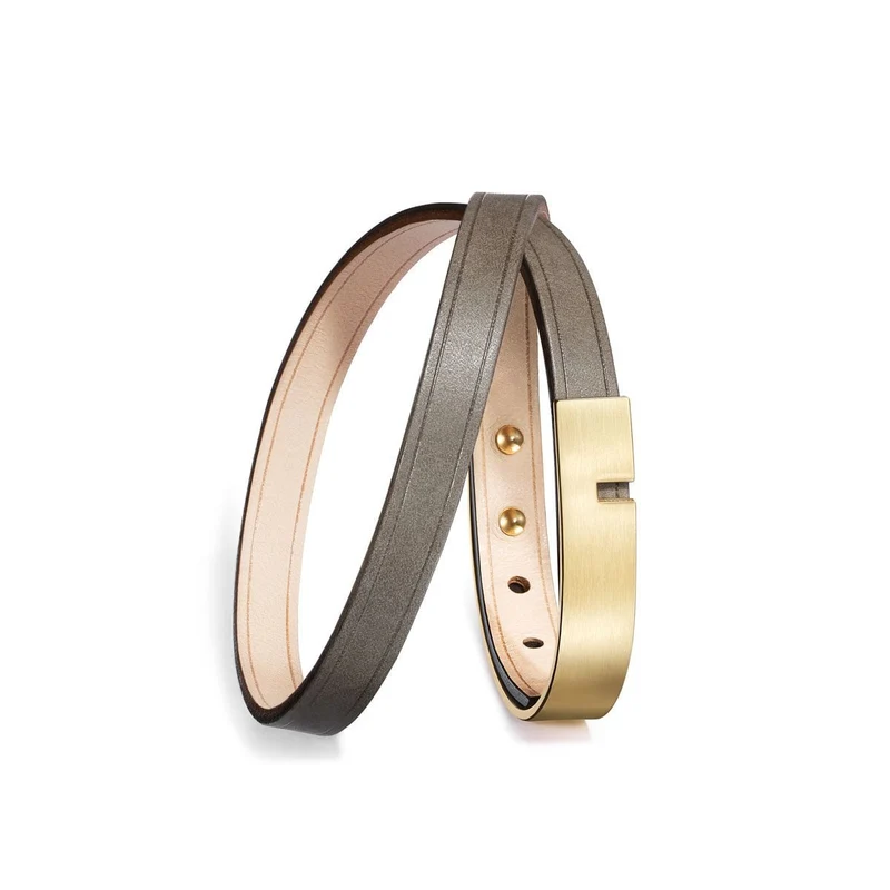 Pulsera de cuero gris de doble vuelta para hombre | U’TURN TWICE