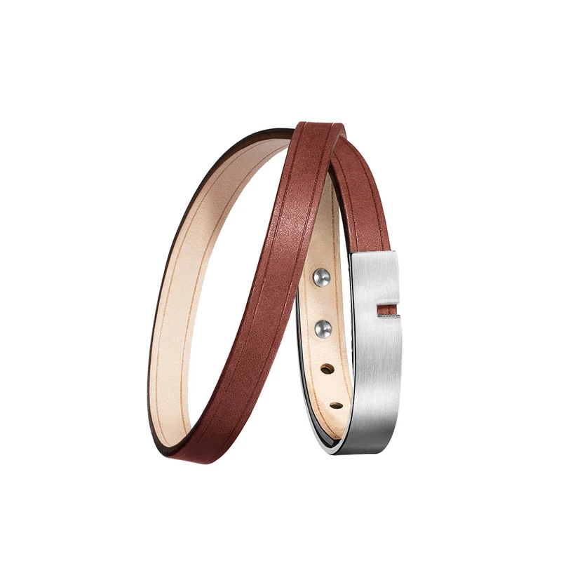 Pulsera doble de cuero marrón para hombre | U-TURN TWICE