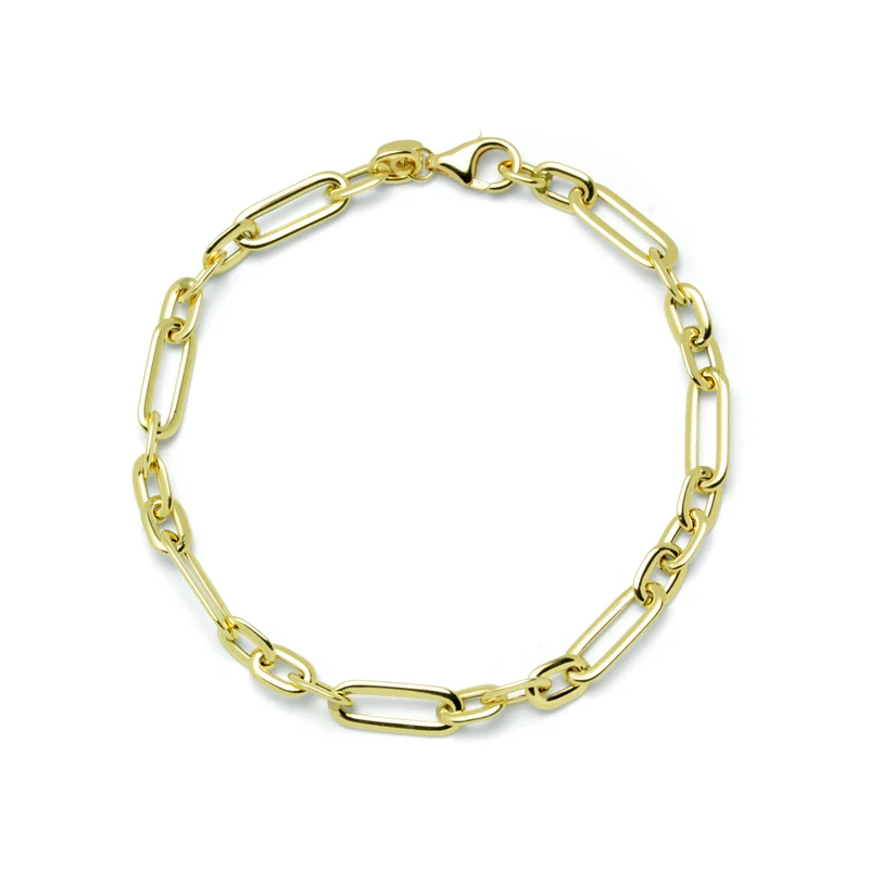Pulsera Forzada de Eslabón Combinado de Oro de 9 Quilates