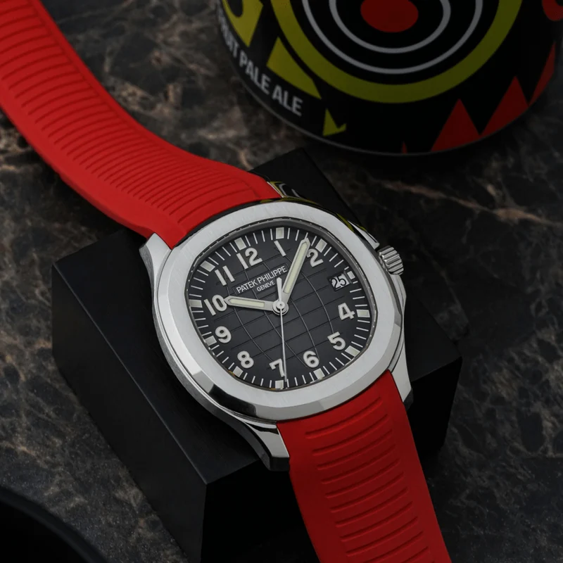 FKM Vulcanized Red Rubber Strap for Patek Aquanaut