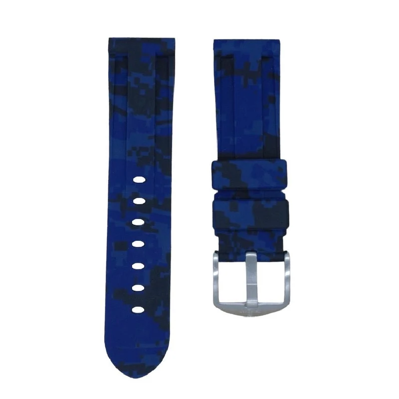 22mm Universal Blue Digital Camo Rubber Strap