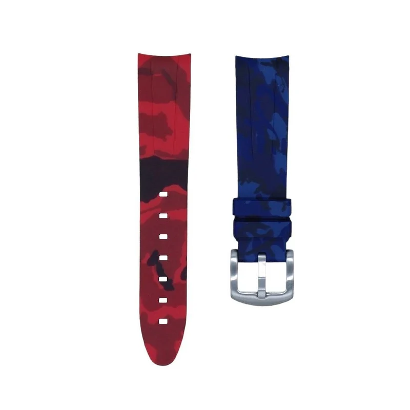 20mm Curved Ended Pepsi Camo Rubber Strap