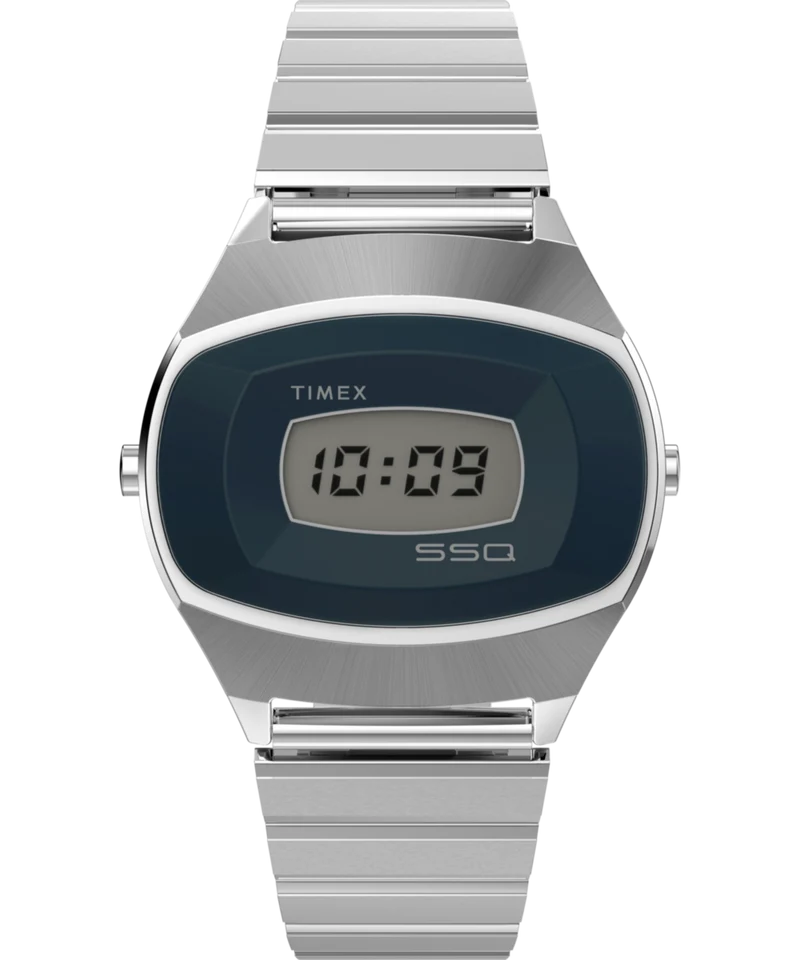 Q Timex® 1975 SSQ Digital Reissue 38mm Stainless Steel Bracelet Watch