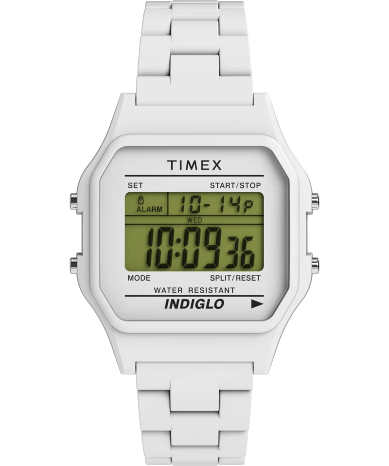 Timex 80 36mm Glossy White Resin Bracelet Watch