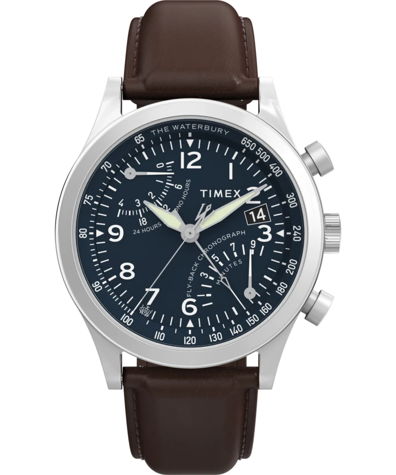 Waterbury Traditional Fly Back Chronograph 43mm Leather Strap Watch