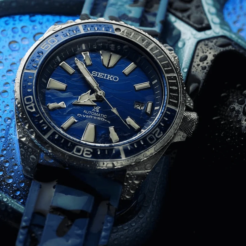 22mm Universal Blue Camo Rubber Strap