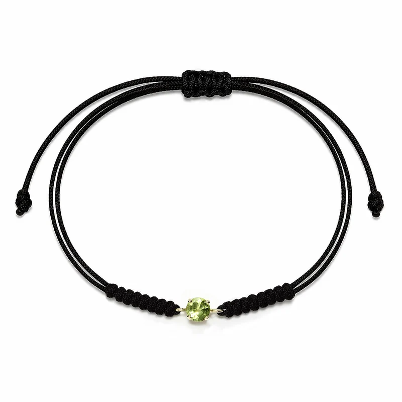 Pulsera Macramé de Oro de 9 Quilates con Peridoto