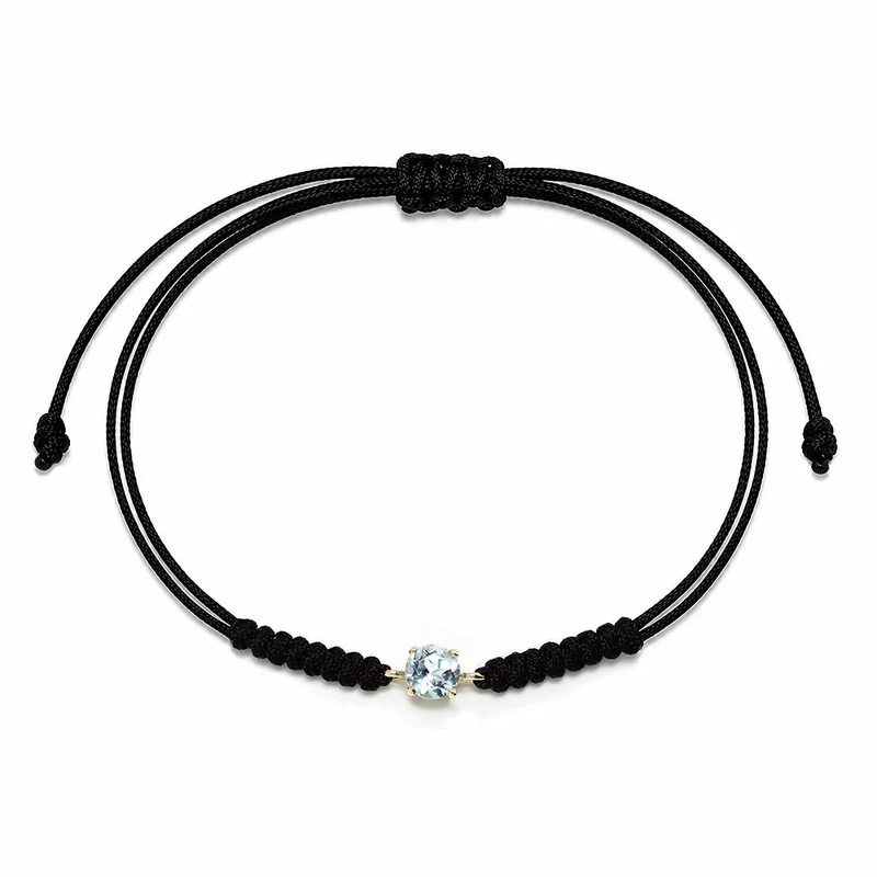Pulsera Macramé de Oro de 9 Quilates con Topacio Azul