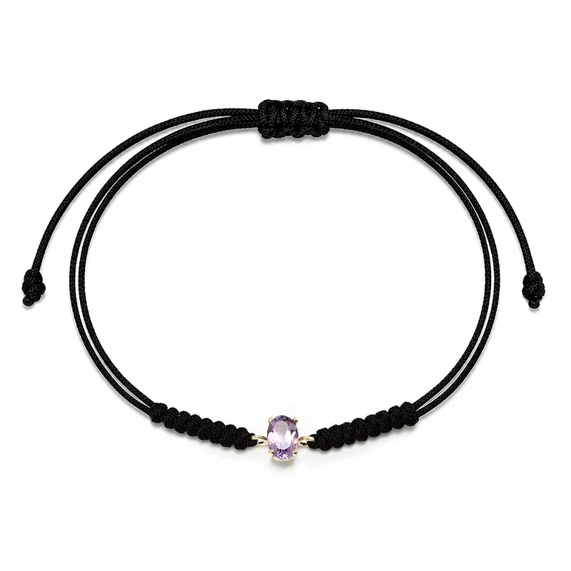 Pulsera Macramé de Oro de 9 Quilates con Amatista