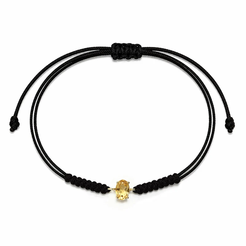 Pulsera Macramé de Oro de 9 Quilates con Citrino Oval