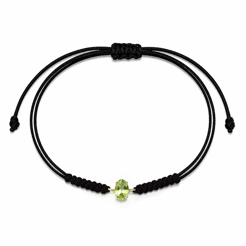 Pulsera Macramé de Oro de 9 Quilates con Peridoto