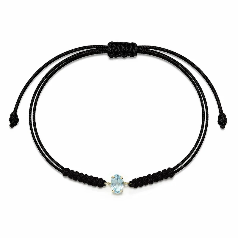 Pulsera Macramé de Oro de 9 Quilates con Topacio Azul