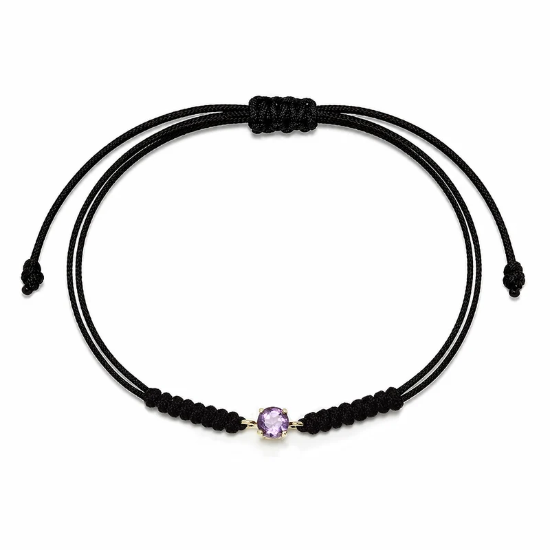 Pulsera Macramé de Oro de 9 Quilates con Amatista