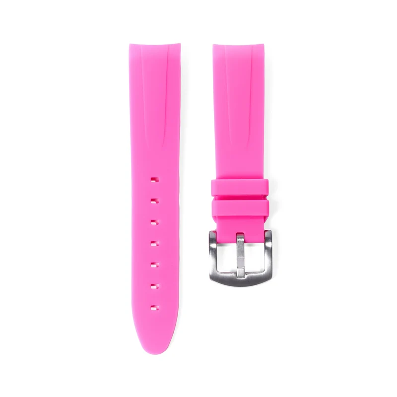 Limited Edition 20mm Curved Ended Pink Rubber Strap