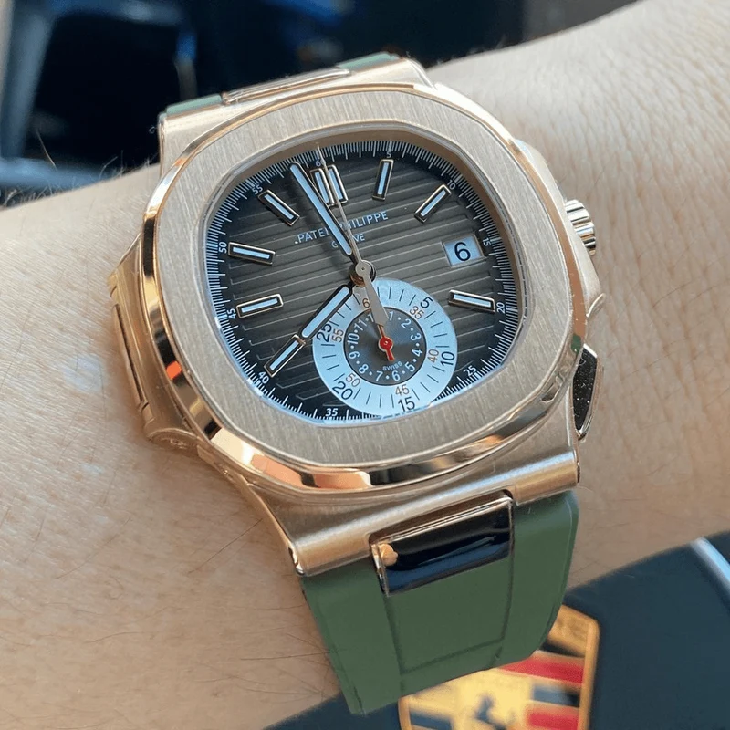 FKM Vulcanized Green Rubber Strap for Patek Nautilus