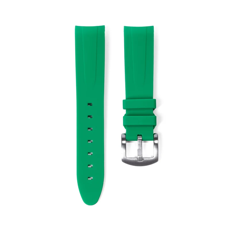 20mm Curved Ended Green Fluor Rubber Strap