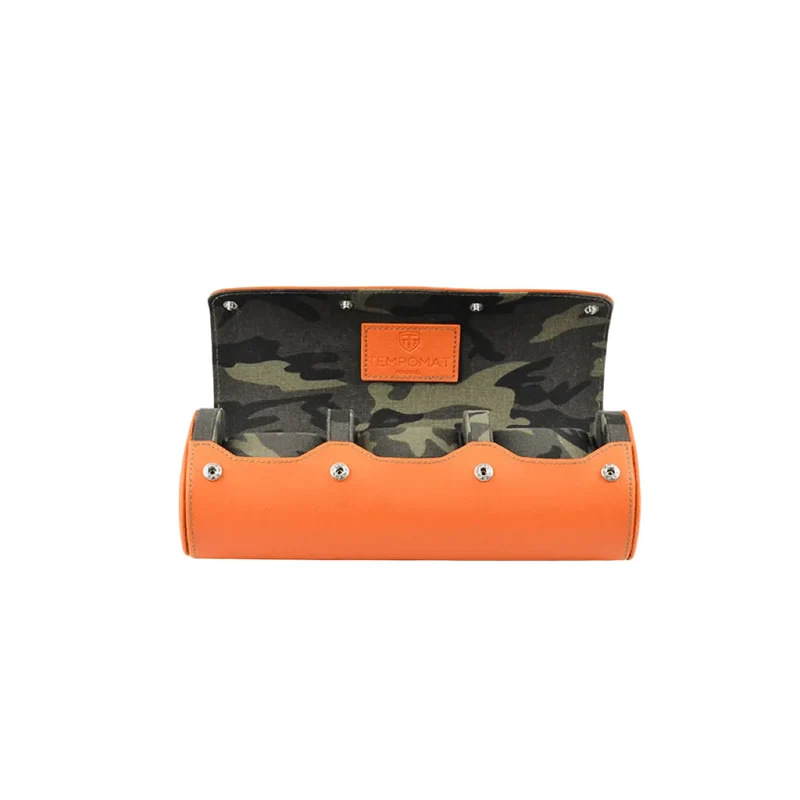 Orange Saffiano Leather Watch Roll
