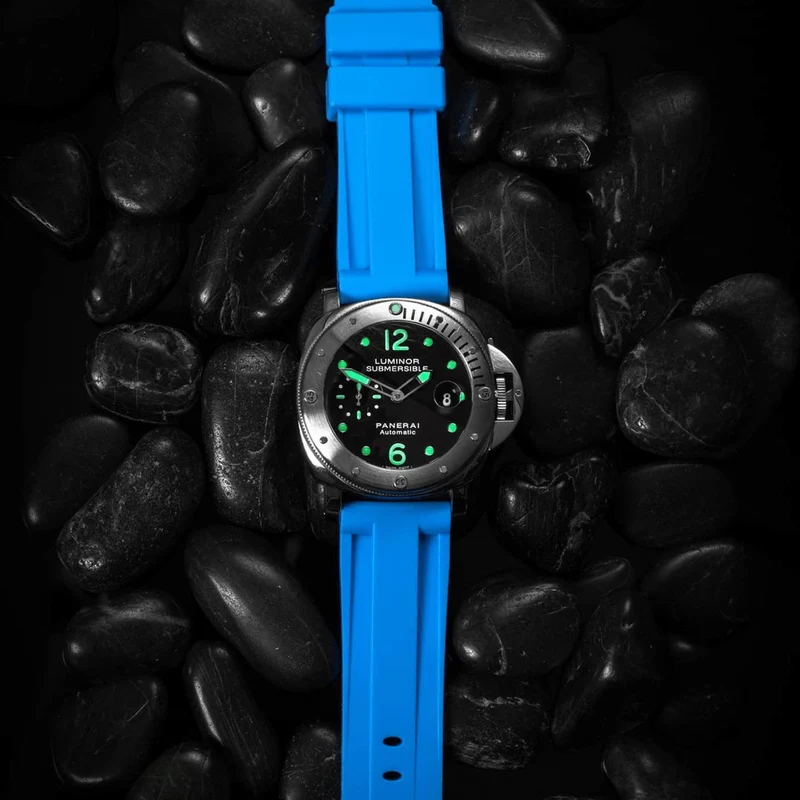24mm Blue Marbella Rubber Strap