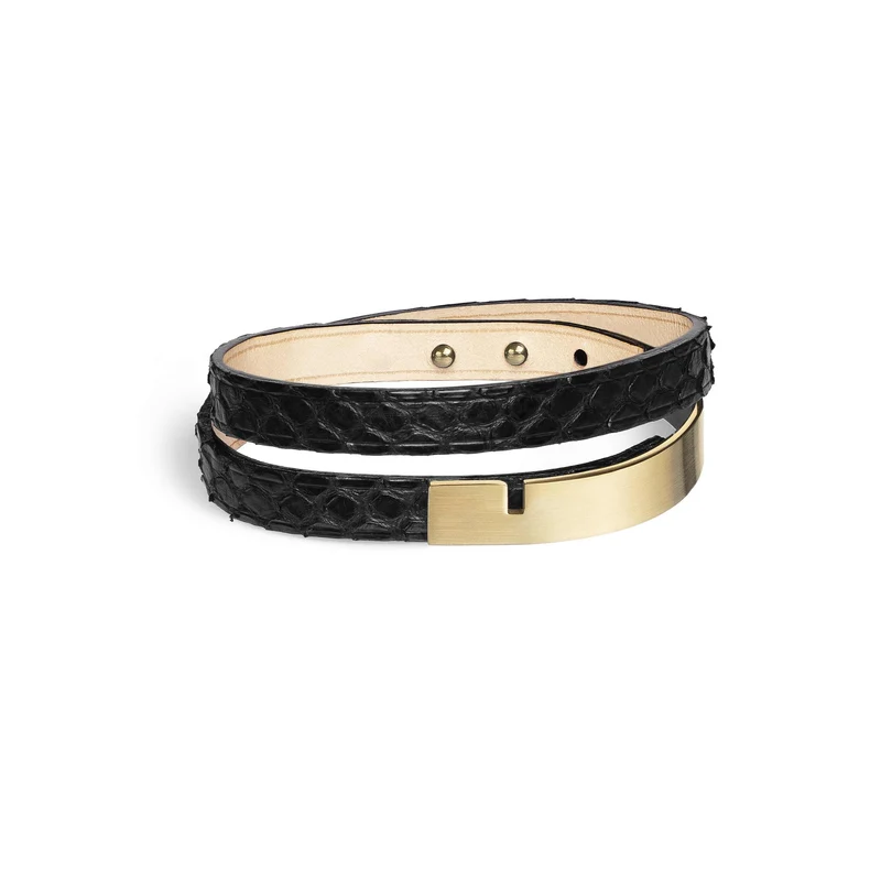 Pulsera de pitón negra doble vuelta hombre | U-TURN TWICE