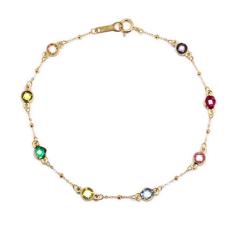 Pulsera de Oro de 9 Quilates con Circonitas de Color