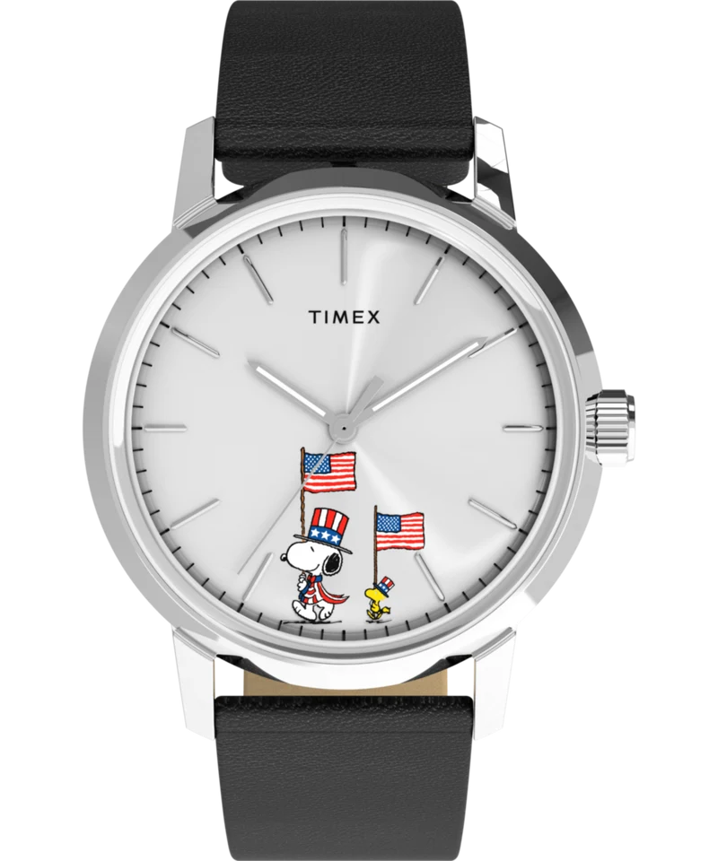 Peanuts® x Timex Marlin® Automatic Americana 40mm Leather Strap Watch