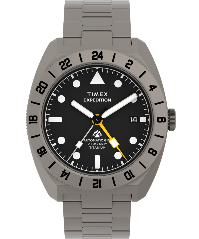 Expedition® Pioneer Titanium Automatic GMT 41mm Titanium Bracelet Watch