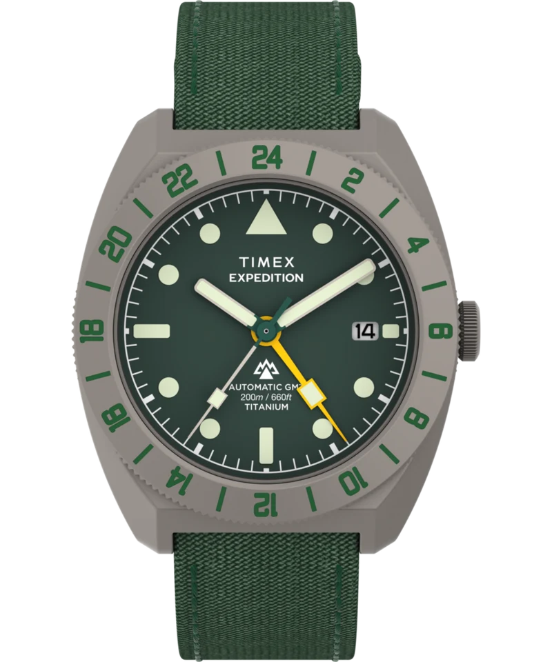 Expedition® Pioneer Titanium Automatic GMT 41mm Fabric Strap Watch