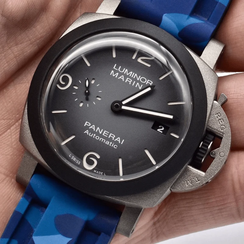24mm Blue Camo Rubber Strap